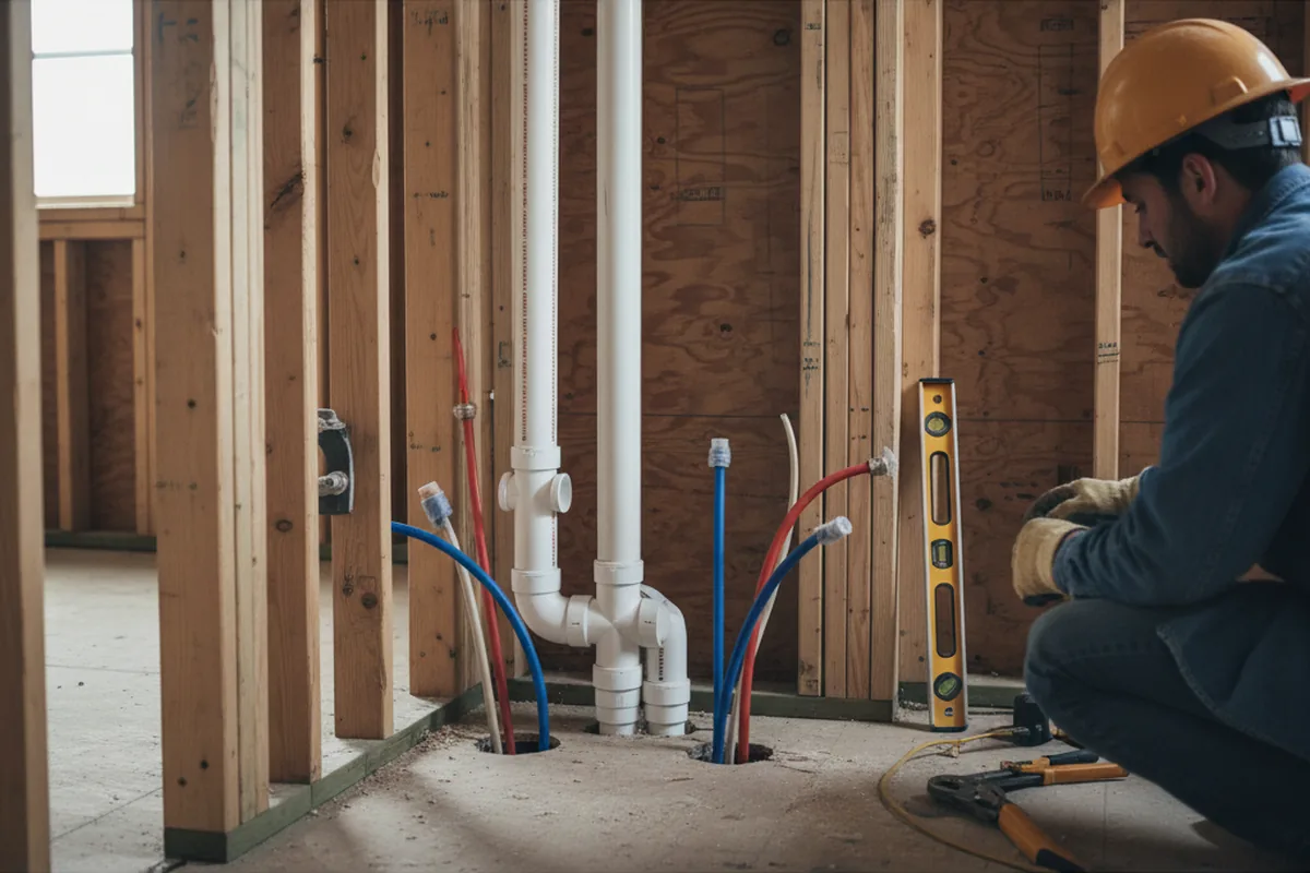 Drain and supply rough-in during Drain Cleaning in Rush Valley