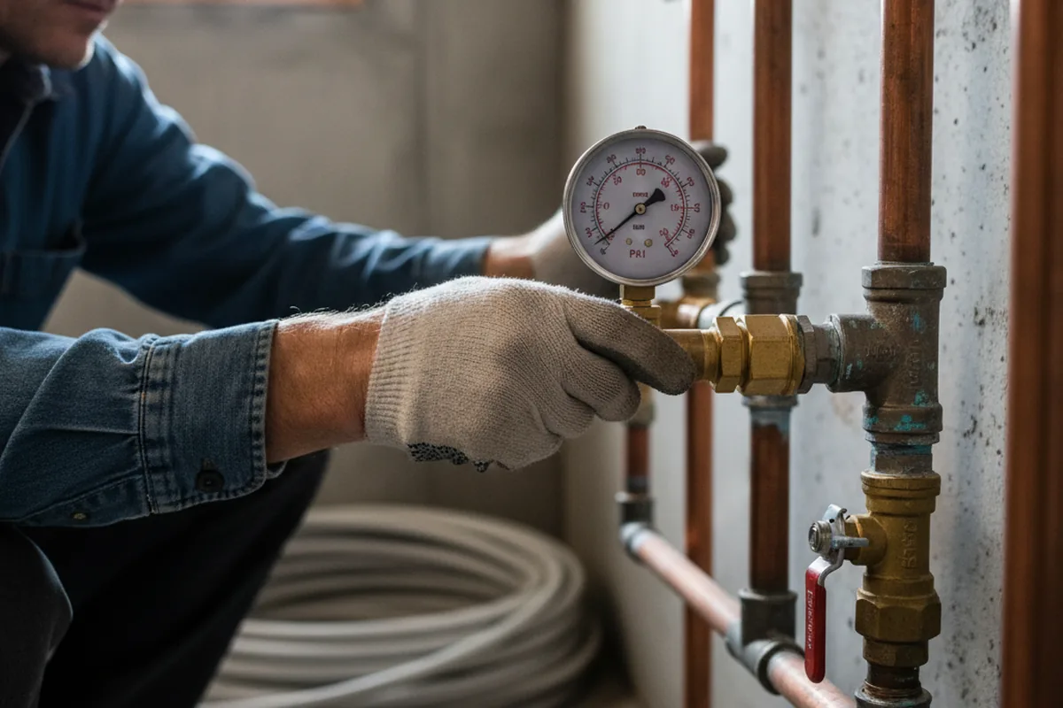 Pressure testing a repaired line during Water Line Repair in Rush Valley